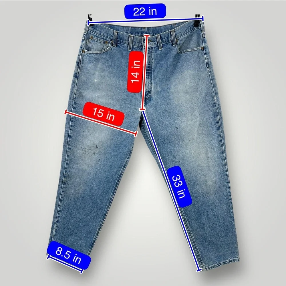 Carhartt Jeans‎ Mens 44x32 Blue Denim Relaxed Fit B17 DST Straight Leg Workwear